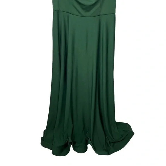 La Femme Off The Shoulder Jersey Fit & Flare Gown Green Dress Size 16 Formal - Picture 5 of 11